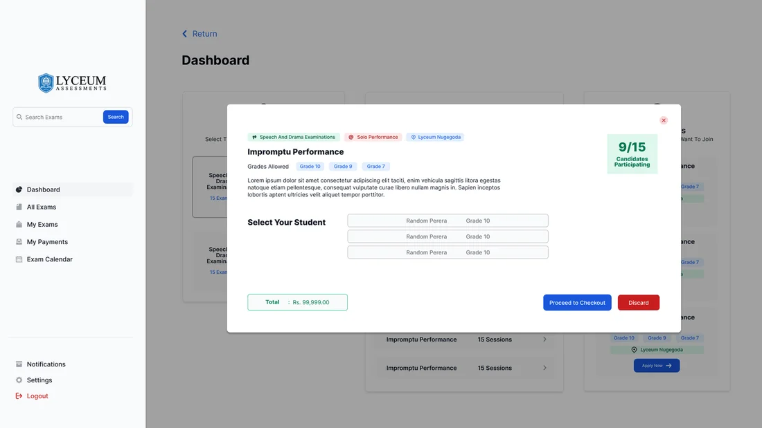 LYA Exam Portal - Details confirmation